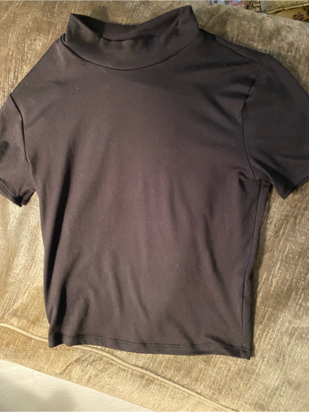 Black Mock Neck Crop Top